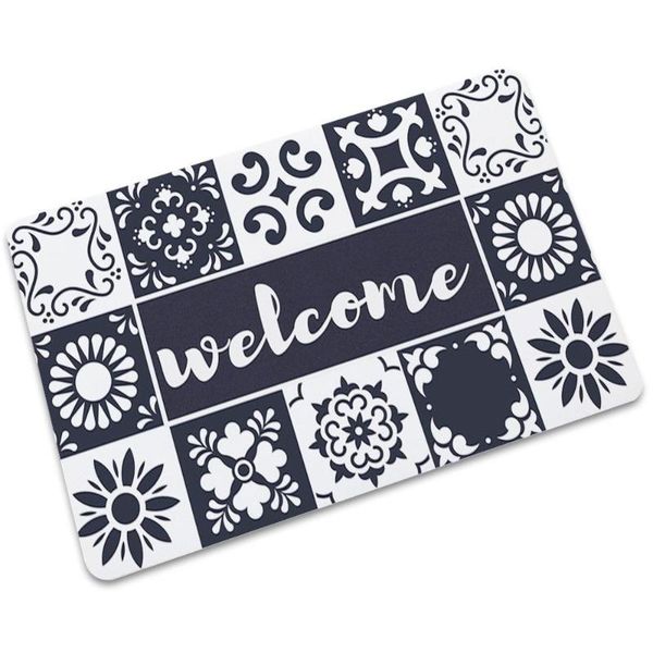 

welcome stitching style anti-slip rubber door mat entrance carpet kitchen living room bedroom water absorption rug carpets