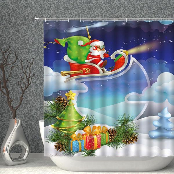 

shower curtains christmas bath home decor winter snowflake snowman santa claus bathroom set with curtain waterproof polyester