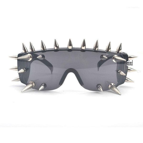 

rivet spike decoration windproof hip hop men punk sunglasses goggles fashion women stage bar party sun glasses fml1, White;black