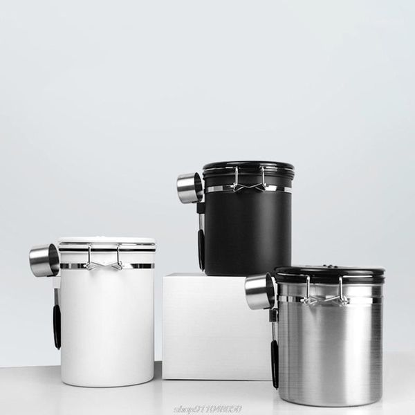

storage bottles & jars coffee canister stainless steel container with scoop date tracking wheel for store tea jy22 21 dropship