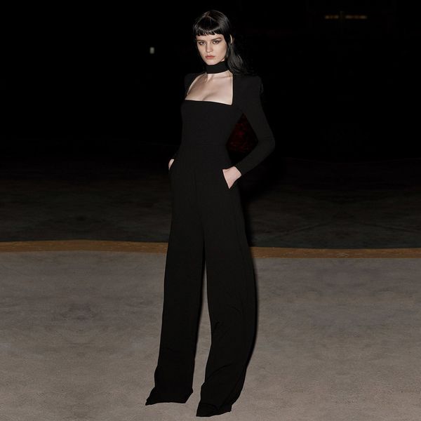 

romper adyce winter black bodycon bandage women full pants club celebrity bodysuits jumpsuits, Black;white