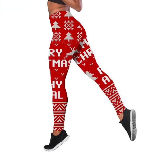 

women's leggings cloocl women merry christmas printed high waist elasticity legging female for outdoor street casual jogging pants, Black