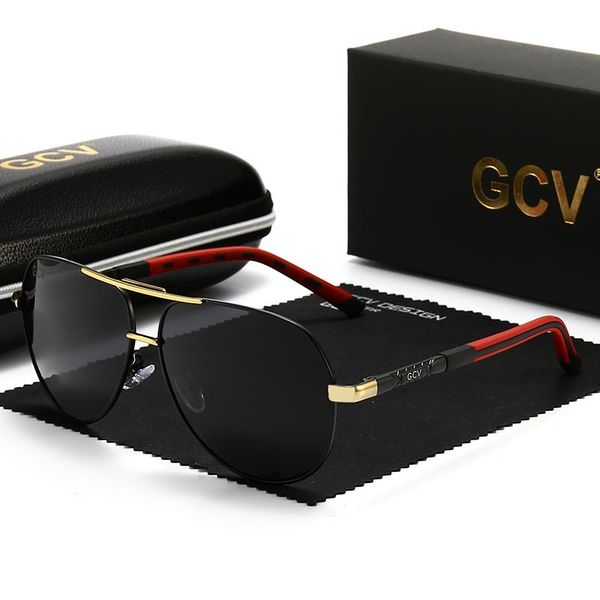 

sunglasses gcv men vintage aluminum polarized classic brand sun glasses coating lens driving eyewear for men/women enhanced tac, White;black