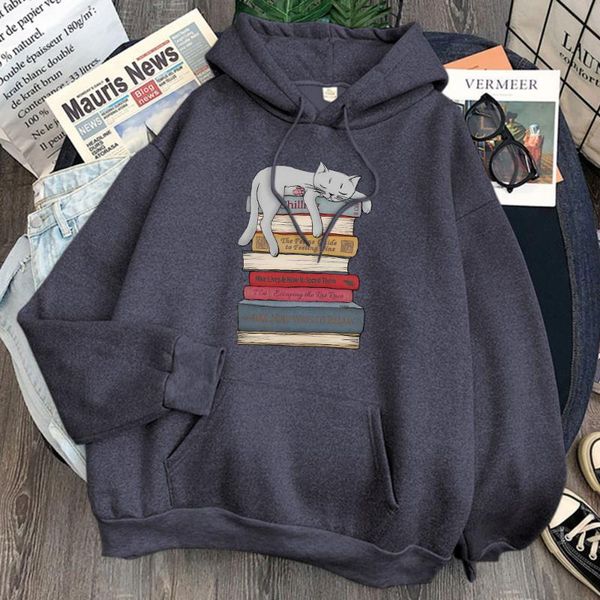 

men's hoodies & sweatshirts how to chill like a cat print hoodie man autumn winter fleece hooded pullover japan anime cartoon clothes m, Black