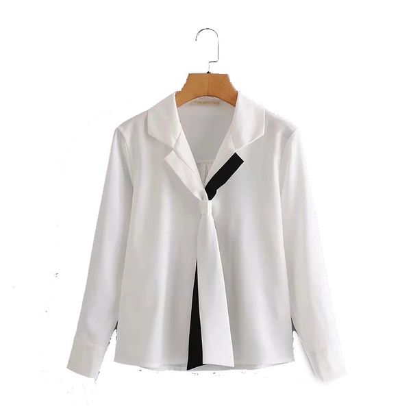 

autumn fashion button up sense of design shirt vintage blouse women lady long sleeves female loose street shirts 210520, White
