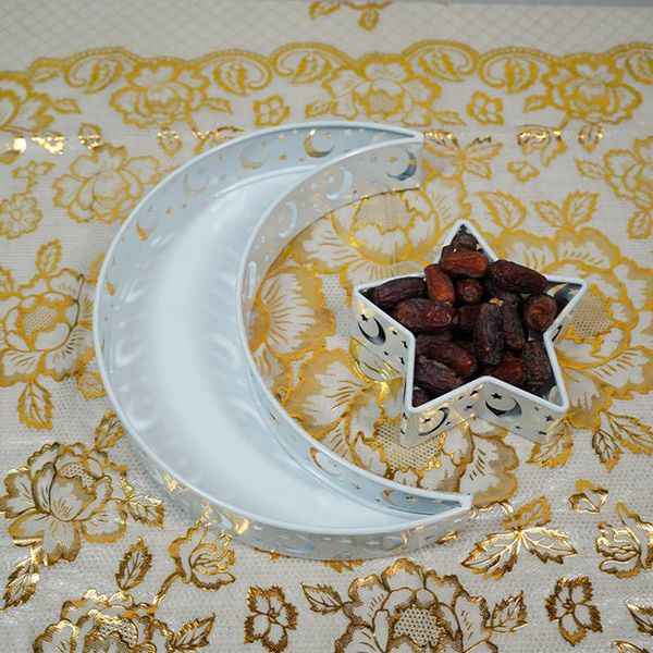 

storage bags eid mubarak moon/star serving tray tableware dessert food container ramadan wrought iron for home decor zpt5