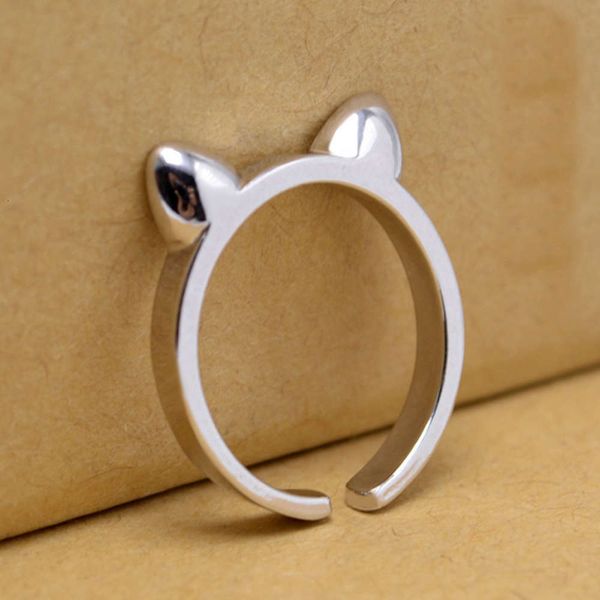 

frosted ring female korean creative ear cat mouth lovers ring jewelry, Black