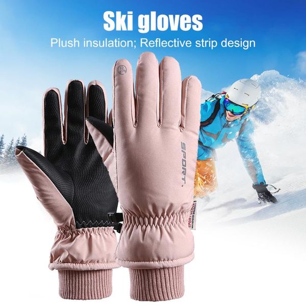 

cycling gloves 1 pair anti-skid touch screen mittens outdoor winter windproof ski thickened equipment, Black