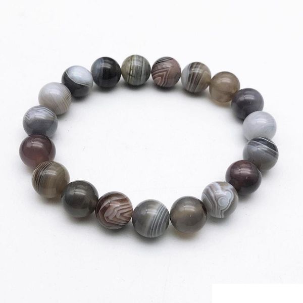 

2021 10mm natural botswana agate bracelet beaded bracelets gemstone gift for men & women, Black