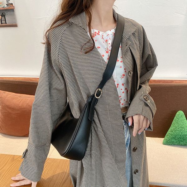 

simple design women hobos fashion all-match ladies half-moon crossbody bag solid color pu leather women shoulder underarm bags l