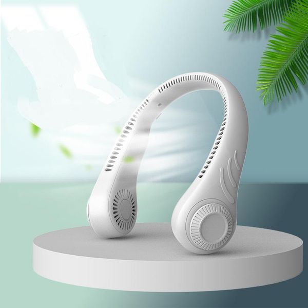 

electric fans 2000mah mini neck fan portable bladeless rechargeable leafless hanging air cooling wearable neckband for home outdoor