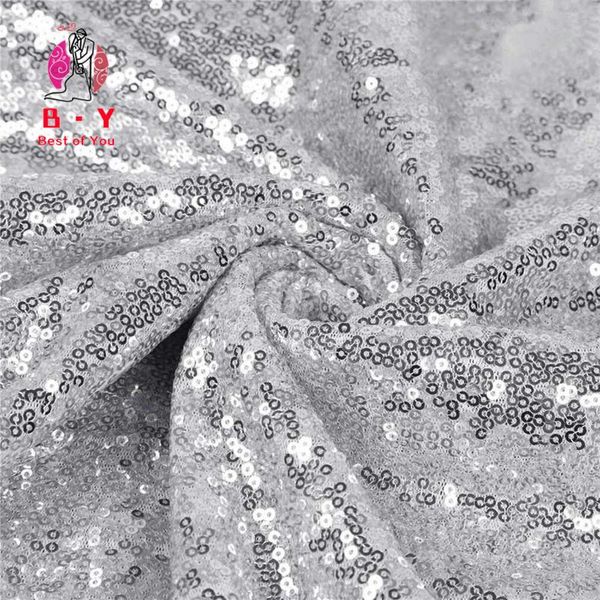 Tovaglia 2Yard Ricamo Tessuto con paillettes Materiale Argento Scintillante Usato per fare vestiti Scarpe Borse Decorazioni per eventi per feste di nozze -527