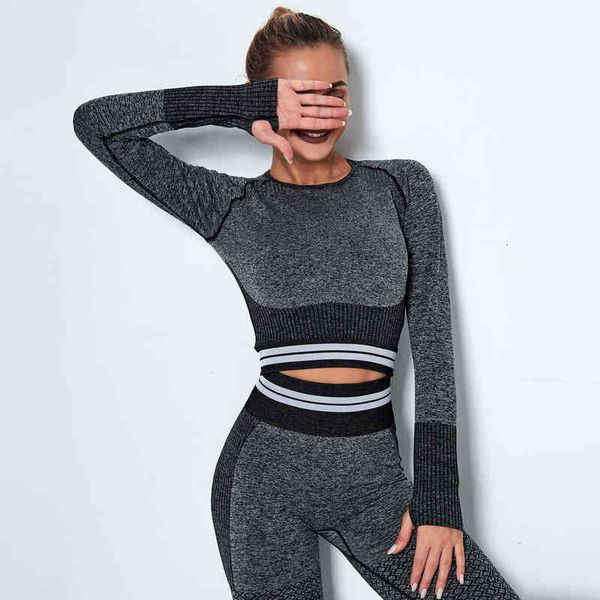 

women's jackets sports tights moisture absorption running yoga breathable hollow seamls fitns long sleev, White