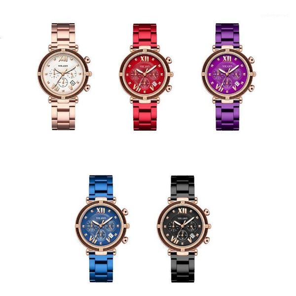 

wristwatches women watches luxury woman watch stainless steel material rose gold clock auto date calendar round quartz top, Slivery;brown
