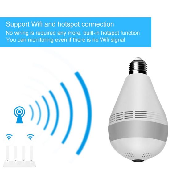 

cameras 2mp wifi panorama camera 360 led light 1080p wireless panoramic home security cctv video fisheye bulb lamp ip