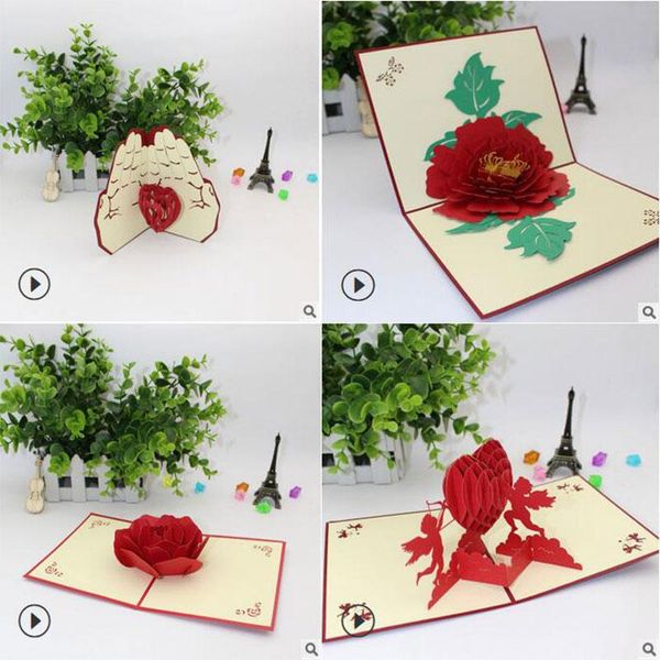

greeting cards 3d up valentines day gift postcard with envelope stickers wedding invitation anniversary for her