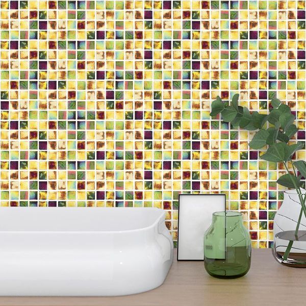 

wallpapers colorful mosaic tiles marble stickers for bathroom, kitchen, waterproof art, murals, ethylene, wallpaper mts018