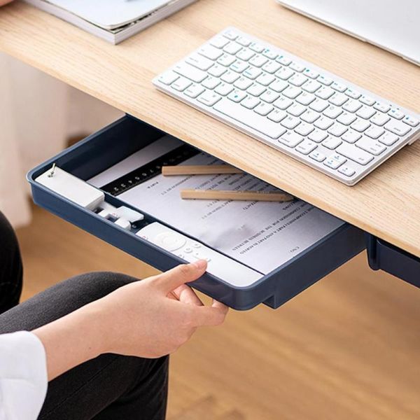

storage drawers 1pc drawer self-adhesive plastic under desk table portable memo pen stationery box case for hmoe office