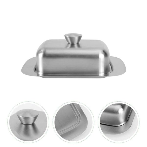 

dishes & plates 1pc butter storage plate banquet container (silver)