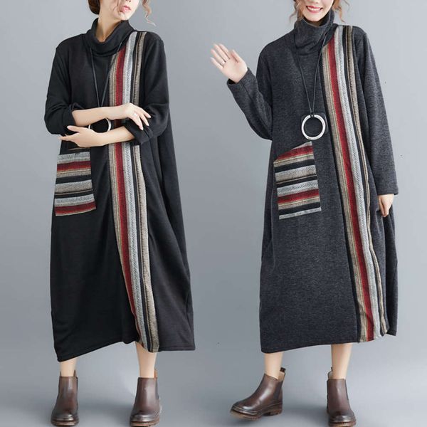 

casual dresses dress autumn and winter fat sister large women's onoc, Black;gray
