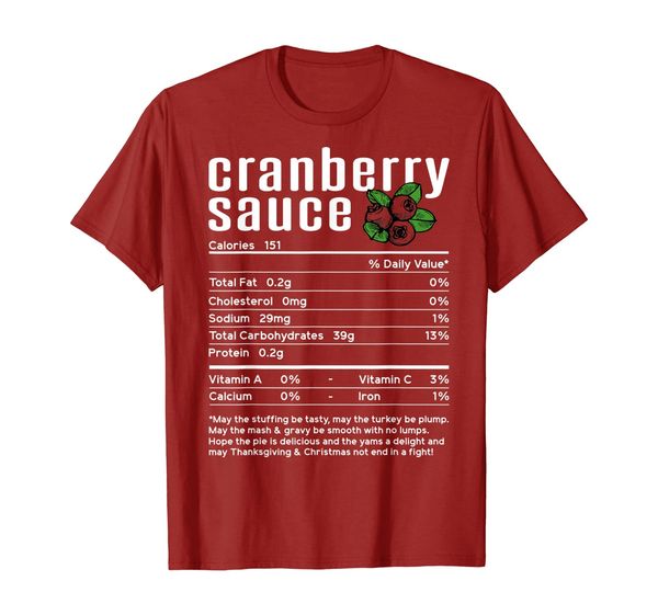 

Thanksgiving day Cranberry Sauce Nutrition Facts gift T-Shirt, Mainly pictures