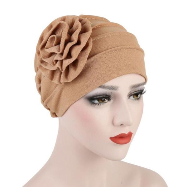 

beanie/skull caps women side flower solid color stretch hat fashion breathable headwear gift, Blue;gray