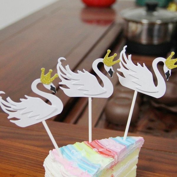 

other festive & party supplies 5pcs cupcake er picks swan crown wedding cake decoration