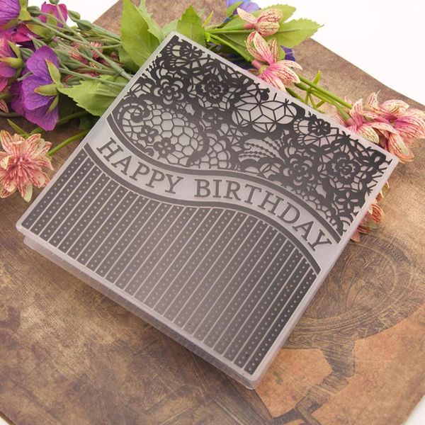 

happy birthday words plastic embossing folders transparent template po flower decoration scrapbooking craft card diy tools