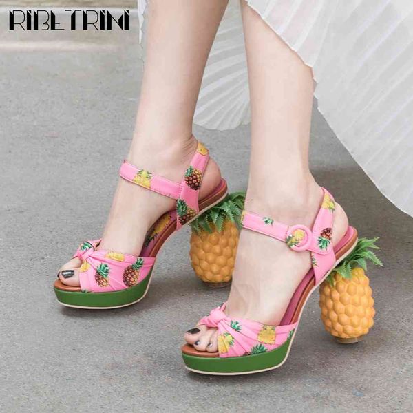

sandals unique high strange heels shoes woman classic brand print ankle strap women party date platform sandals, Black