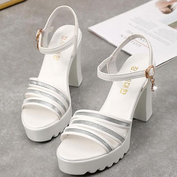 

dress shoes woman sandals platform high heel for women summer party sequined buckle high-heeled non-slip sandals#, Black