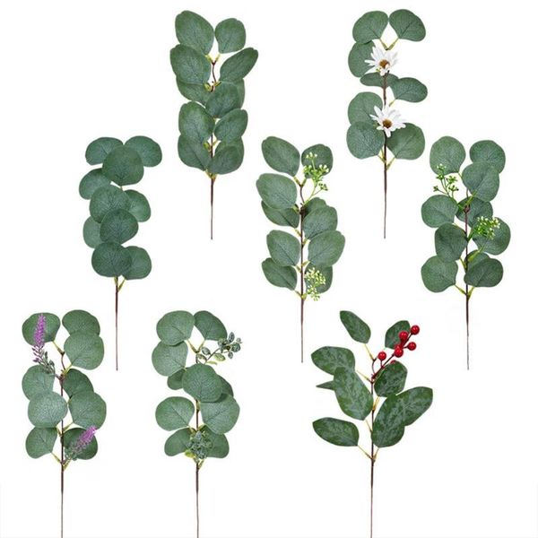 

decorative flowers & wreaths artificial eucalyptus green leaves plastic plants fake diy home wedding decorations