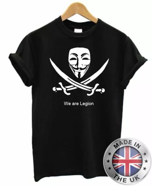 

we are legion t-shirt anonymous v for vendetta hacker maske herren schwarz, White;black