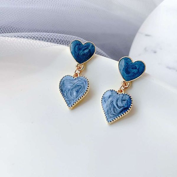 

starry blue earrings simple temperament love creative color contrast lady earrings