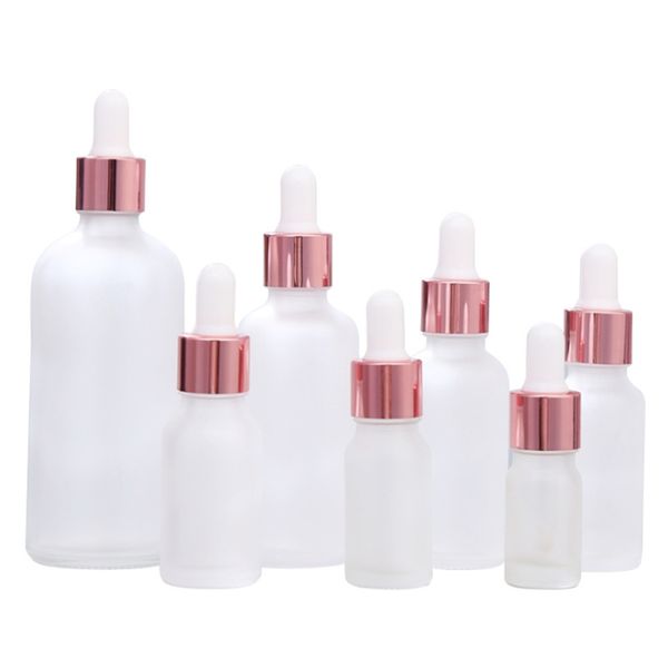 

10ml 30ml 15ml glass dropper bottle essential oil frost white droppers bottles with pink drop cap