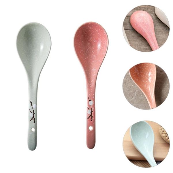 

bowls 2pcs ceramics soup spoons creative japanese-style porridge for home