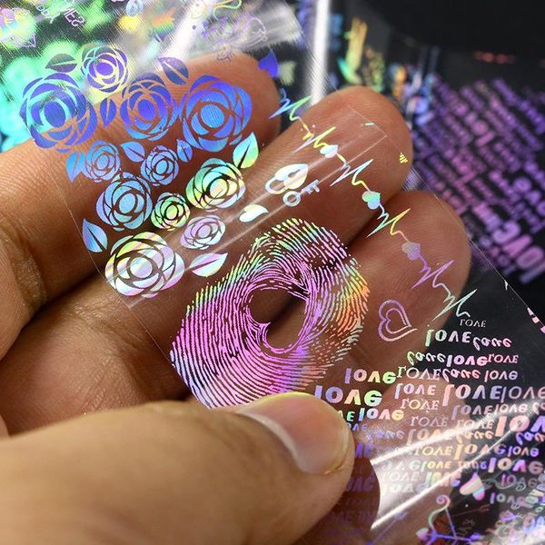 

stickers & decals 4*100cm/roll holographic rose flower love designer nail foil transfer art sticker water slide decorations, Black