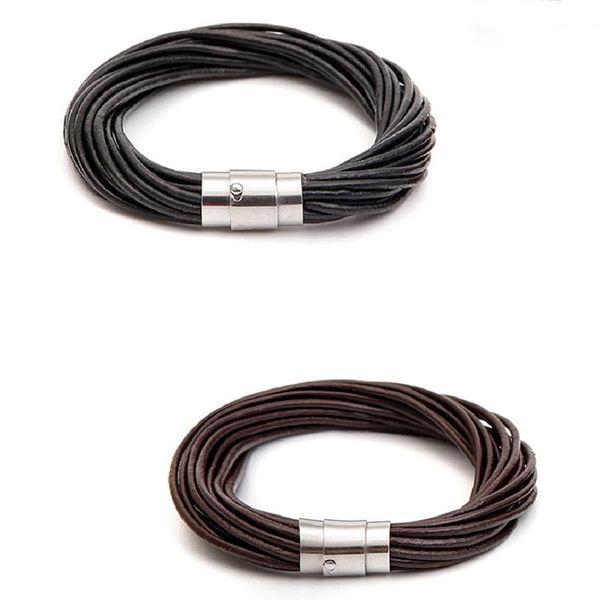 

charm bracelets men simple design bracelet faux leather handmade magnetic clasp wrap cuff classic boys gift hand jewelry, Golden;silver