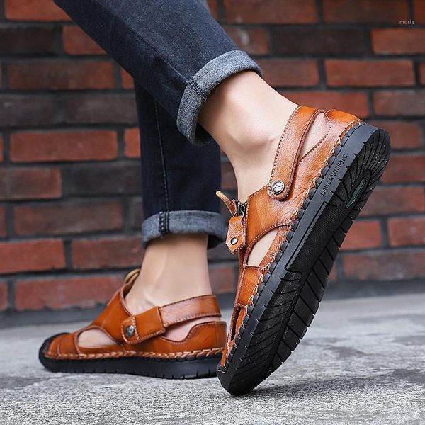 

sandalen sandals leather sandali homme rasteira rubber romanas heren da men sandalia uomo sandel sandale masculina masculino de slippers1, Black