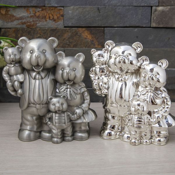 Urso do vintage cofrinho creativo liga de metal dos desenhos animados caixas de dinheiro bonito moeda salvando caixa de potenciômetro com rolha para menino decoração da sala de criança