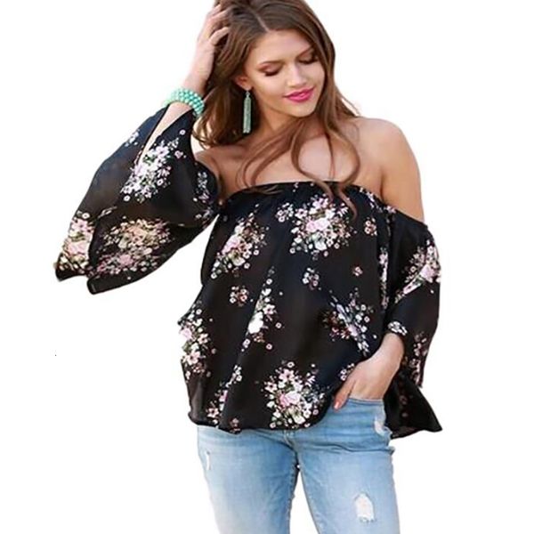 

women's t-shirt fashion floral blouse summer long sleeve off shoulder shirt loose casual clothes maternity 2owh, White