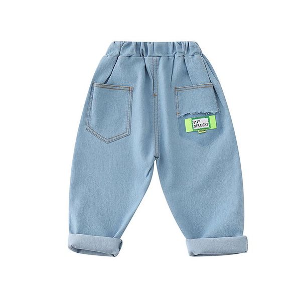

jeans children's four seasons fashion casual blue double pocket kids pants