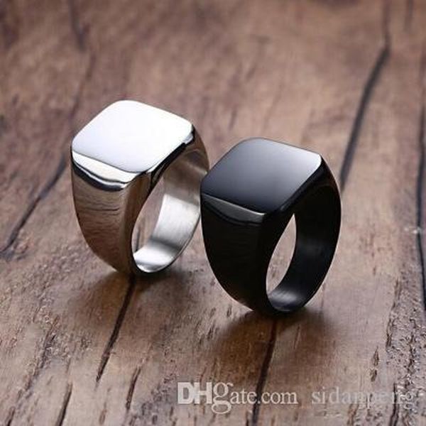 

designer ring classic 316l stainless steel black/gold/silver square ring new brand men width polished finger rings alloy punk jewelry gift s