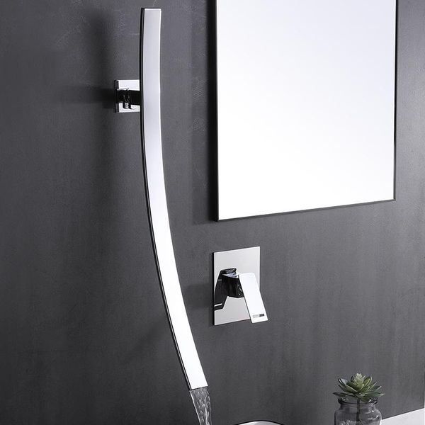 

individual brass bathroom sink faucet wall mounted fashion artistic copper basin tap black/chrome cold bath faucets