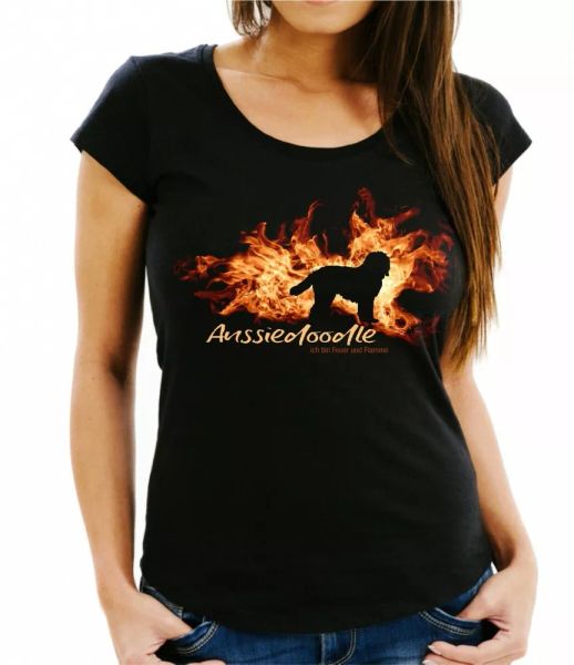 

Ladies T-Shirt Aussiedoodle fire and flame by siviwonder Dog Motif, Mainly pictures