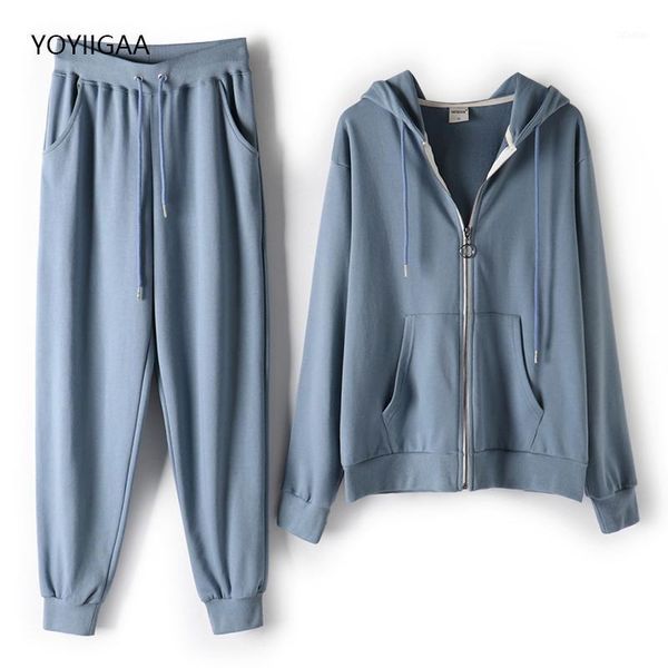 

women's tracksuits autumn hoodies two piece set oversized women jogger pants casual sport suit sweatshirt 2 woman sets, Gray
