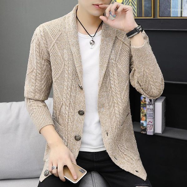

#1347 grey blue khaki sweatercoat women single breasted cardigan sweater for men korean style slim knitted man autumn1, White;black