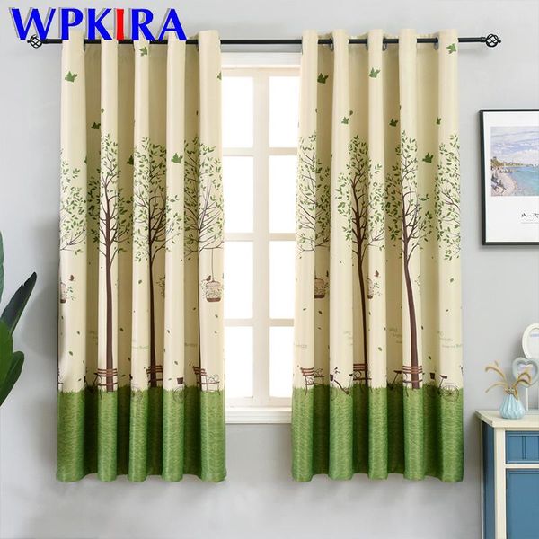 

green tree printed short curtain for living room kitchen bedroom modern pastoral window drapes kids girls p003d4 &