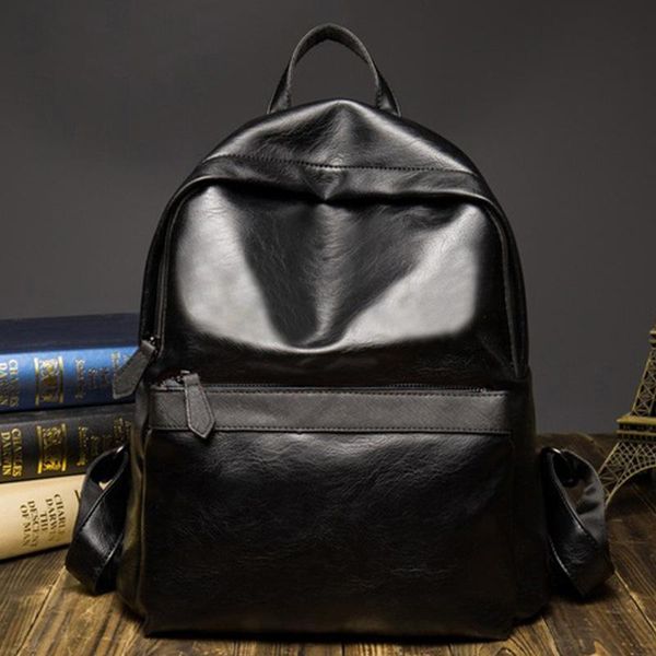 

backpack 2021 men's korean style fashion pu leather travel bag student school men