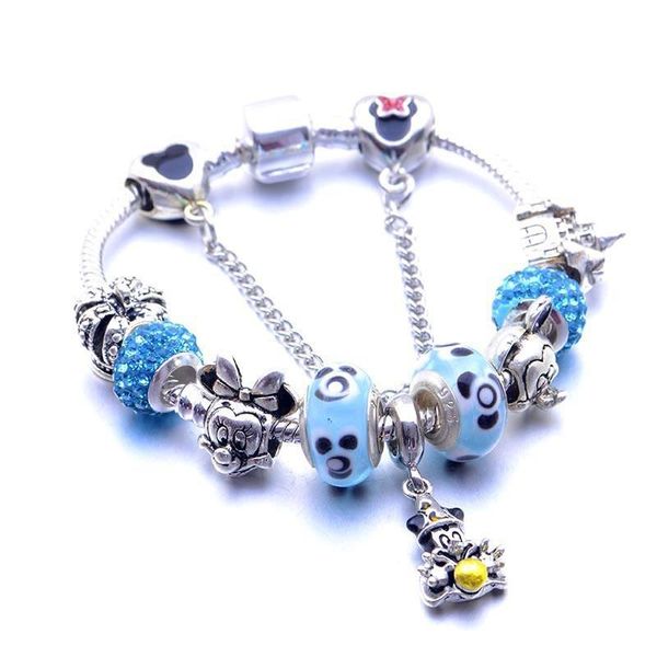 

cartoon children charm beaded bracelet fit pandora style bear pendant bracelet gift jewelry, Black
