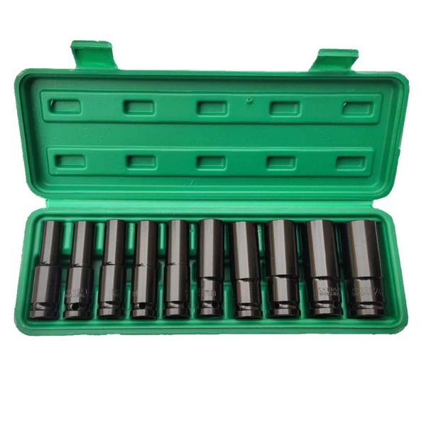 

pneumatic tools 10pcs 10-24mm 1/2 inch drive deep impact socket set heavy metric garage tool for wrench adapter hand